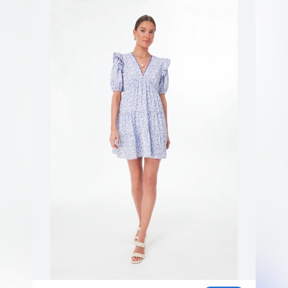 NWT Tuckernuck Leonie Mini Floral V-Neck Puff Sleeve Mini Dress in Lilac